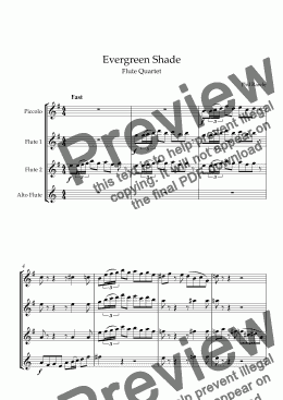 page one of Evergreen Shade - Flute Quartet