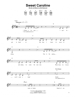 page one of Sweet Caroline (Easy Guitar)