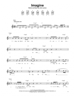 page one of Imagine (Easy Guitar)