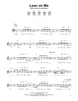 page one of Lean On Me (Easy Guitar)