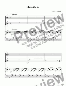 page one of Bach / Gounod - Ave Maria duet for 2 trumpet Bb & piano