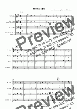 page one of Silent Night for Violin or Viola, Cello and Double Bass