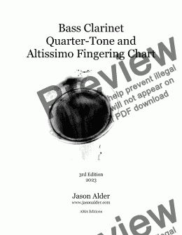 page one of Bass Clarinet Quarter-Tone Altissimo Fingering Chart