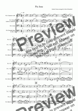 page one of Pie Jesu for Clarinet or Violin, Cello and Double Bass Trio