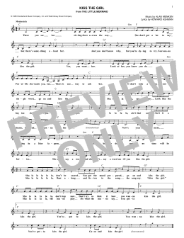 page one of Kiss The Girl (from The Little Mermaid) (Lead Sheet / Fake Book)