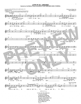 page one of Love Is All Around (Lead Sheet / Fake Book)