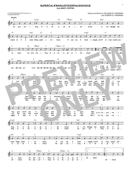 page one of Supercalifragilisticexpialidocious (from Mary Poppins) (Lead Sheet / Fake Book)