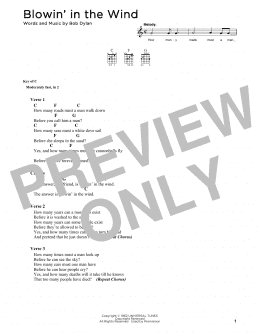 page one of Blowin' In The Wind (Solo Guitar)