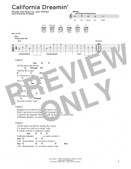 page one of California Dreamin' (Solo Guitar)