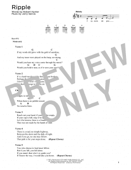 page one of Ripple (Guitar Chords/Lyrics)