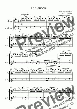 page one of Le Coucou - Flute and Alto Flute duet