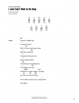 page one of I Just Can't Wait To Be King (from The Lion King) (Ukulele Chords/Lyrics)