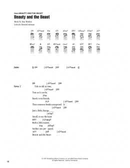 page one of Beauty And The Beast (Ukulele Chords/Lyrics)