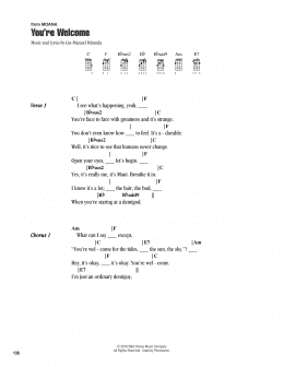 page one of You're Welcome (from Moana) (Ukulele Chords/Lyrics)