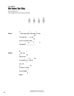 page one of We Know The Way (from Moana) (Ukulele Chords/Lyrics)