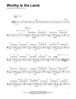 page one of Worthy Is The Lamb (Drums Transcription)