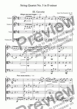 page one of String Quartet No. 5 in D minor, Op. 46 - III. Gavotte