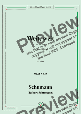 page one of R. Schumann-Weit,weit,Op.25 No.20,from Myrten,in c minor,