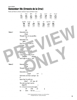 page one of Remember Me (Ernesto de la Cruz) (from Coco) (Ukulele Chords/Lyrics)