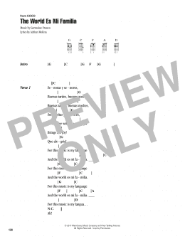 page one of The World Es Mi Familia (from Coco) (Ukulele Chords/Lyrics)