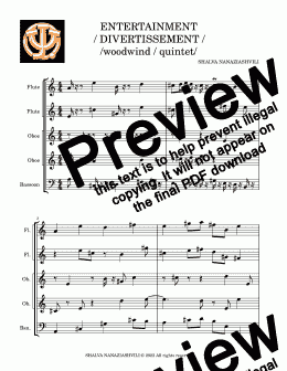 page one of ENTERTAINMENT / DIVERTISSEMENT //woodwind / quintet/2-flutes, 2-oboes, bassoon/