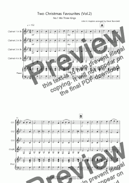 page one of 2 Christmas Favourites for Clarinet Quartet (Volume two)