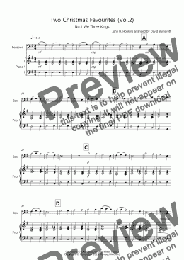 page one of 2 Christmas Favourites for Bassoon and Piano (volume two)