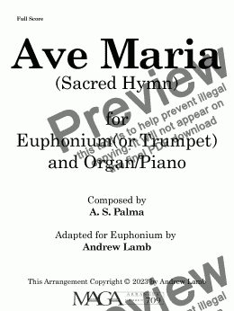 page one of Ave Maria (Palma, arr. for Euphonium Solo)