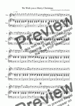 page one of We Wish you a Merry Christmas for Flute and Piano