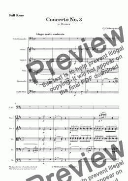 page one of Goltermann Cello Concerto No. 3 Op. 51 for Cello & String Orchestra