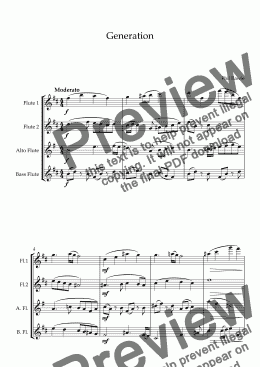 page one of Generation - Flute Quartet