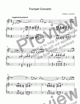 page one of  Leontchik, Svetlana - Trumpet Concerto for trumpet Bb & piano