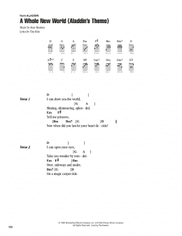 page one of A Whole New World (from Aladdin) (Ukulele Chords/Lyrics)