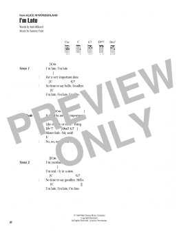 page one of I'm Late (from Alice In Wonderland) (Ukulele Chords/Lyrics)