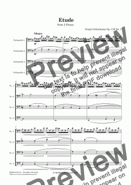 page one of Goltermann Etude Op. 132 No. 1 for Cello Quartet