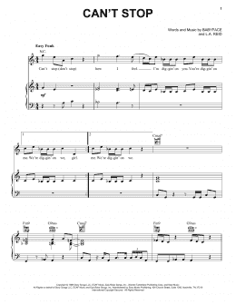 page one of Can't Stop (Piano, Vocal & Guitar Chords (Right-Hand Melody))