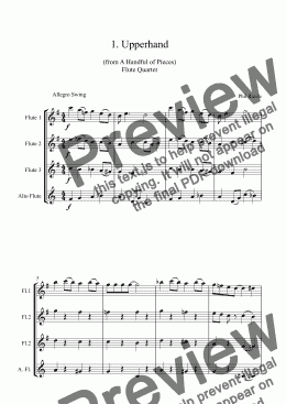 page one of Upperhand - from "A Handful of Pieces" - Flute Quartet