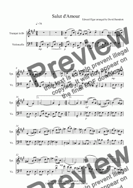 page one of Salut d'Amour for Trumpet and Cello Duet