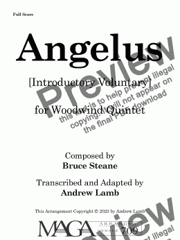 page one of Angelus (arr. for Woodwind Quintet)