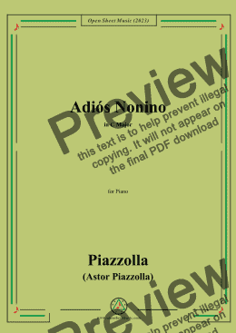 page one of Piazzolla-Adiós Nonino,in C Major,for Piano