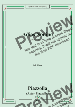 page one of Piazzolla-Adiós Nonino,in C Major,for four Clarinet in B flat