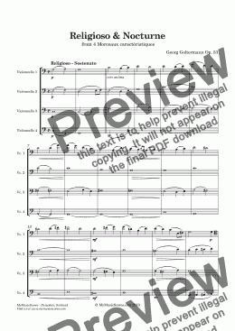 page one of Goltermann Op. 53 for Cello Quartet - Full Score-A4