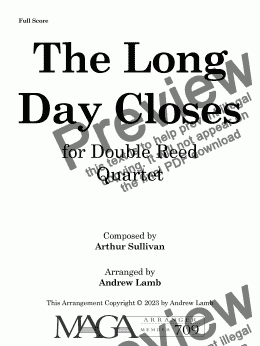 page one of The Long Day Closes (for Double-Reed Quartet)