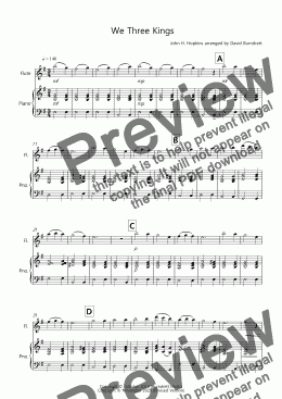 page one of We Three Kings for Flute and Piano