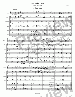 page one of Telemann Suite for Flute & Strings in A minor