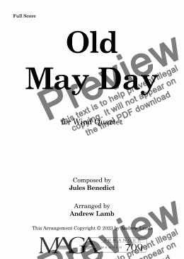 page one of Jules Benedict | Old May Day (arr. for Wind Quartet)