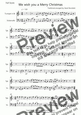 page one of We wish you a Merry Christmas for Trumpet and Cello Duet