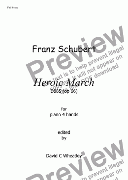 page one of Schubert - Heroic March op 66 for piano 4 hands edited by David C Wheatley