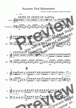 page one of Autumn (First Movement) for Flute and Trombone Duet