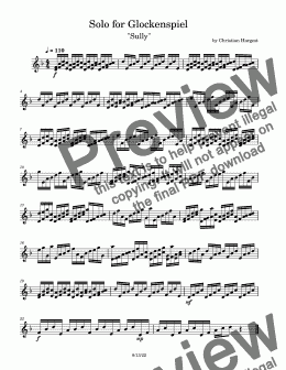 page one of Solo for Glockenspiel "for Sully"